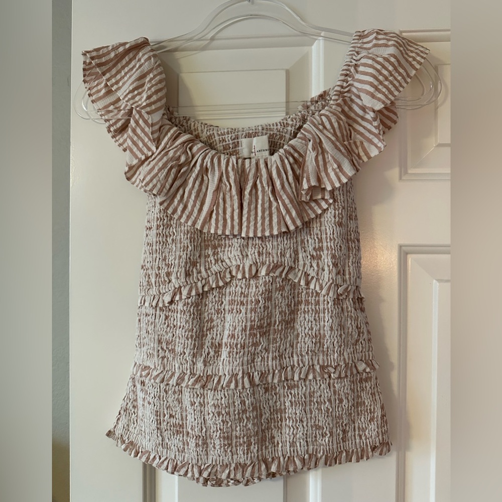 ANTHROPOLOGIE Smocked Ruffle Top